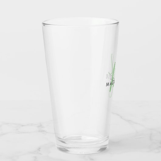 Verre Élégant Monogramme moderne de script vert (Droite)