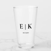 Verre Élégant Monogramme Simple Mariage (Devant)