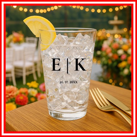 Verre Élégant Monogramme Simple Mariage