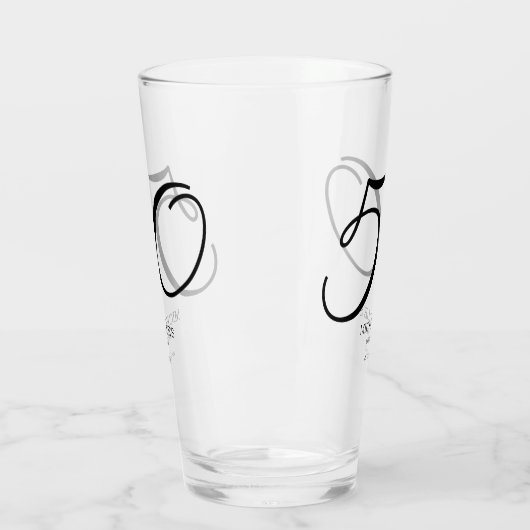 Verre Élégant nom de script Date 50e anniversaire (Gauche)