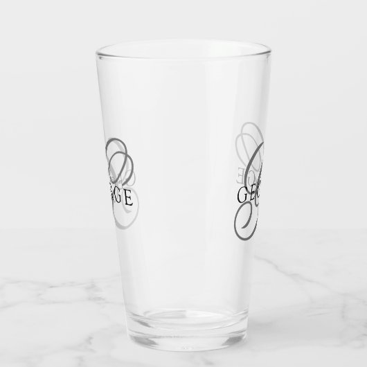 Verre Élégant Nom Monogramme Bière Script (Gauche)