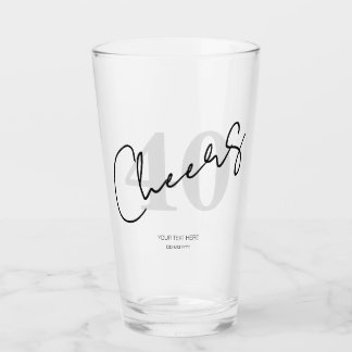 Verre Elégant Quarantième Anniversaire Noir et Blanc