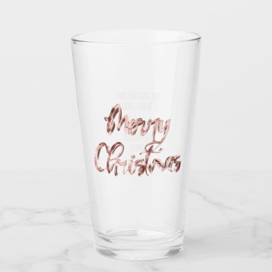 Verre Élégant Rose Gold Script Joyeux Noël (Devant)