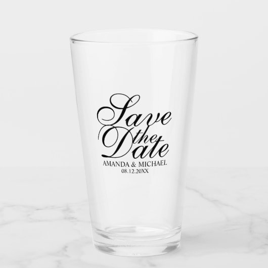 Verre Élégant Script Wedding Enregistrer la date (Devant)