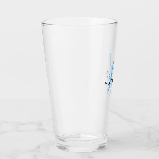 Verre Élégant Sky Blue Script Monogram moderne (Droite)