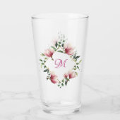 Verre Élégant Victorien rose Floral Frontière Monogramme (Dos)