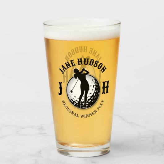 Verre Elégante femme Golf Monogramme Design (Devant (rempli))