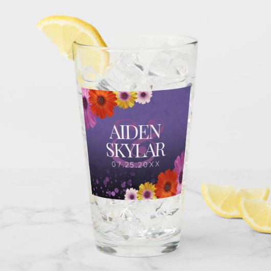 Verre Elégante Marguerite dorée avec Mariage à Parties s (Devant glace)