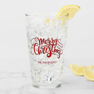 Verre Élégante MERRY CHRISTMAS typographie moderne Monog