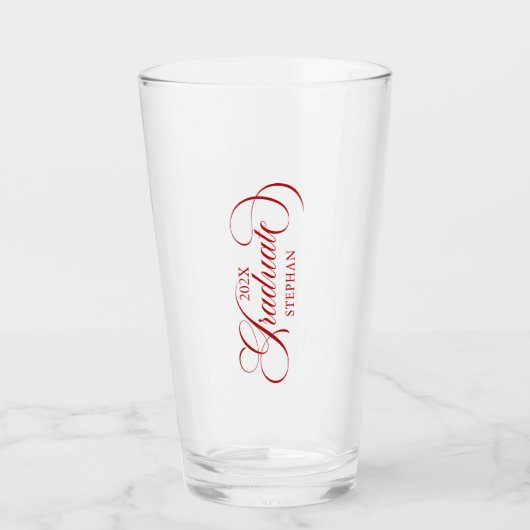 Verre Élégante typographie de script rouge (Devant)