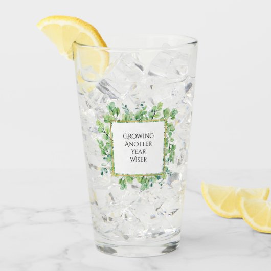 Verre Elégante verdure Anniversaire Fête Personnalisable (Devant glace)