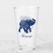 Verre Eléphant royal bleu joyeux Personnalisé (Devant)