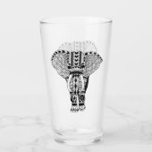 Verre Éléphant tribal de Bohème noir et blanc (Dos)
