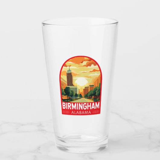 Verre Emblème d'art de voyage de Birmingham Alabama (Devant)