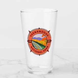 Verre Emblème de compass rétro du parc national de Shena