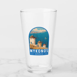 Verre Emblème de Mykonos Grèce Travel Art