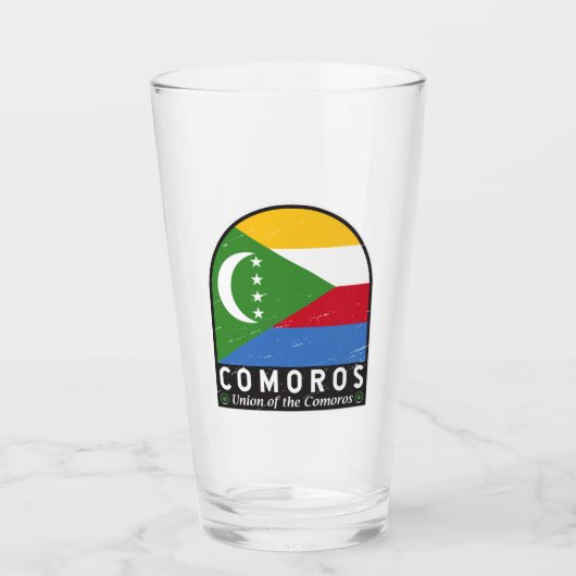 Verre Emblème Drapeau Comores Vintage (Devant)