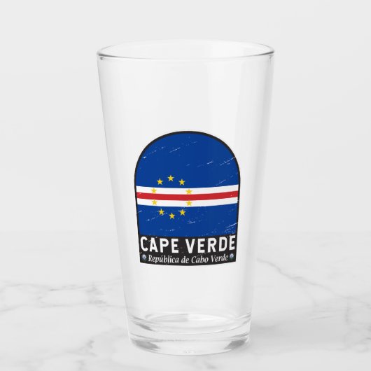 Verre Emblème du drapeau du Cap Vert Vintage (Devant)