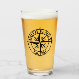 Verre Emblème personnalisable monogramme étoile boussole