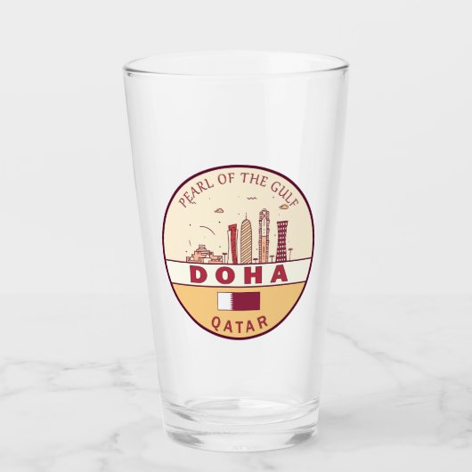 Verre Emblème Skyline de Doha Qatar (Devant)
