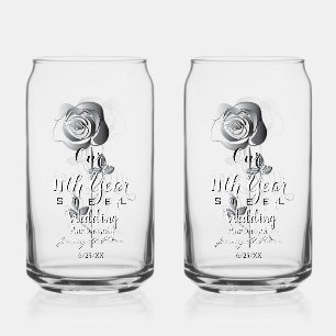 Verre en acier de rose de mariage de 11e anniversa