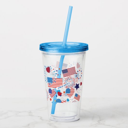 Verre En Acrylique 4 juillet feux d'artifice américains de drapeau de (Dos)