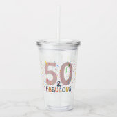 Verre En Acrylique 50 & Fabuleux Anniversaire Confetti Typographie ro (Devant)