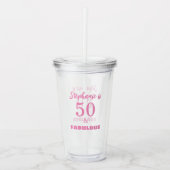 Verre En Acrylique 50 Fabuleux Anniversaire Nom Monogram Cadeau Favor (Devant)
