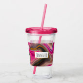 Verre En Acrylique Abstrait rose et noir avec perruques d'or (Dos)