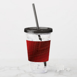 Verre En Acrylique Acceptation Motif de Boho Eclectique Rouge