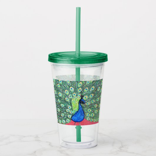 Verre En Acrylique Afficher Peacock Peainting (Devant)
