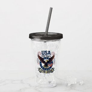 Verre En Acrylique Aigle Américain Patriotique 250 Ans 1776-2026