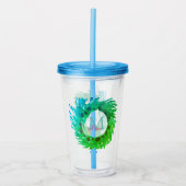 Verre En Acrylique Ajouter une couronne de Noël vert rose monogramme (Devant)