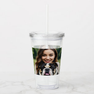 Verre En Acrylique Ajouter une photo de Bulldog Personnaliser
