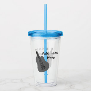 Verre En Acrylique Ajouter votre nom texte brun acoustique guitare éd