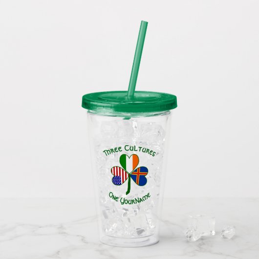 Verre En Acrylique Ålander Irlandais Shamrock américain Drapeau perso (Dos glace)