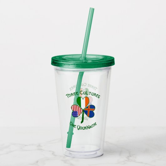 Verre En Acrylique Ålander Irlandais Shamrock américain Drapeau perso (Dos)