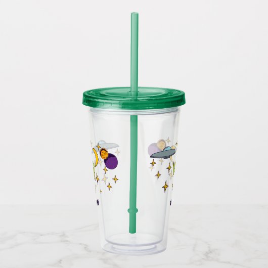 Verre En Acrylique Alien spatial avec soucoupe volante personnalisée (Droite)