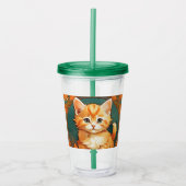 Verre En Acrylique Alphonse Mucha Style Chat orange (Devant)