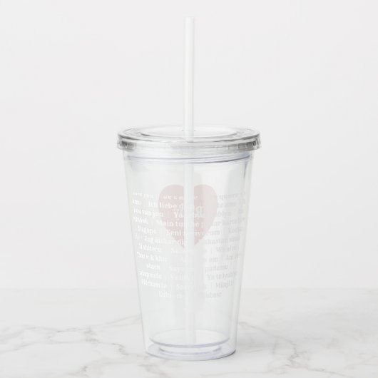 Verre En Acrylique Amour multilingue Acrylique Tumbler Dusty rose (Devant)