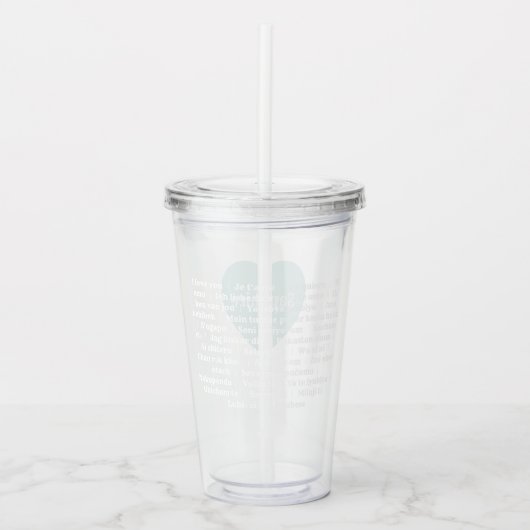 Verre En Acrylique Amour multilingue - Bleu Mint Tumbler Acrylique (Devant)