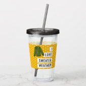 Verre En Acrylique Amusant J'aime Sweater Météo Blanc Pois Or A (Dos)