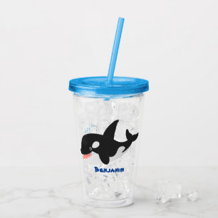 Verre En Acrylique Amusante baleine orque mignonne dessin animé