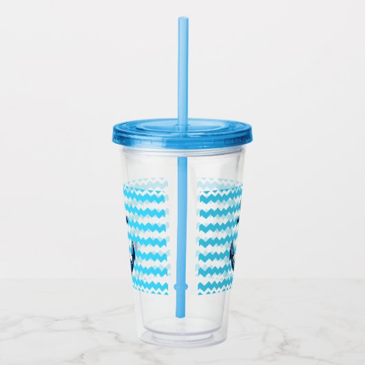 Verre En Acrylique Ancrage bleu avec vagues bleues (Droite)