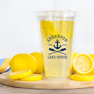 Verre En Acrylique Ancre Bleue Marine Nautique Oars Family Lake House