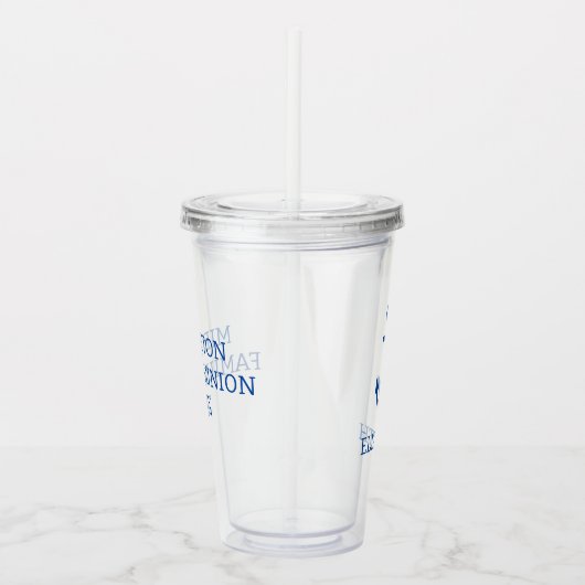 Verre En Acrylique Ancre nautique bleu et blanc simple Personnalisée (Droite)