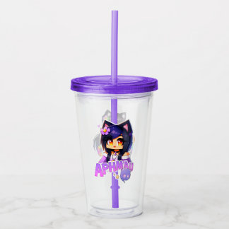 Verre En Acrylique Aphmau, Coupe d'Anniversaire, Meemeows, Chat Viole