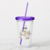 Verre En Acrylique Aquarelle blanche et Citrouille or (Dos)