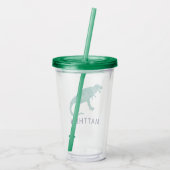 Verre En Acrylique Aquarelle Dinosaure Kids Personnalisé Dino Vert (Dos)