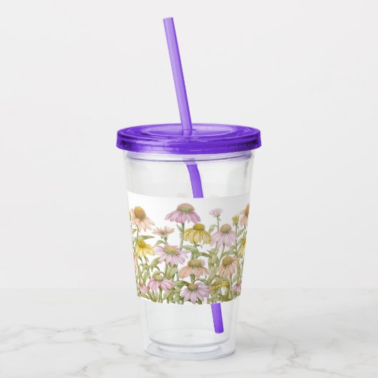 Verre En Acrylique Aquarelle fleurie d'art botanique (Gauche)